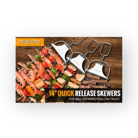 new PFIEIFPO ミ Grilling Savant 3 Prong BBQ Skewers ミ Set of 3 ミ Stainless Steel - Picture 2 of 16